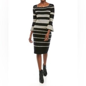 Gabby Skye Sweater dress Women's Scallop Neck Stripes size Small NWOT
